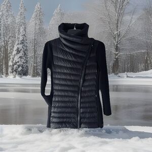 Calvin Klein Performance Jacket M Black Knit Puffer Down Zip Pockets Womens